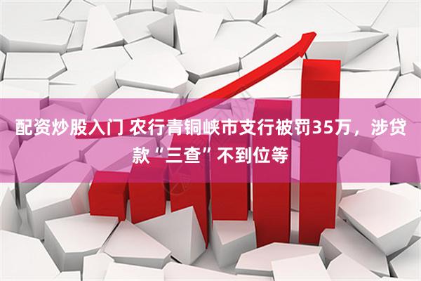 配资炒股入门 农行青铜峡市支行被罚35万，涉贷款“三查”不到位等